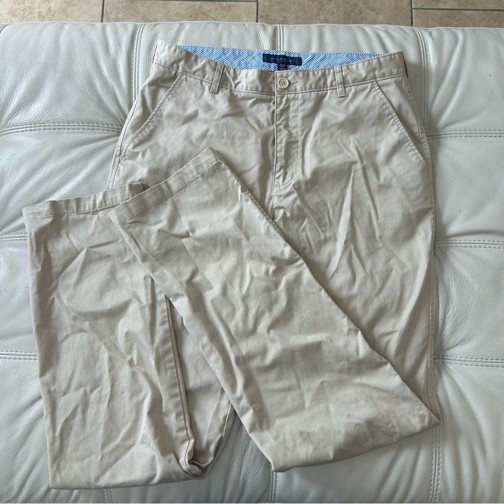Tommy Hilfiger Beige Uniform Flat Front Pants